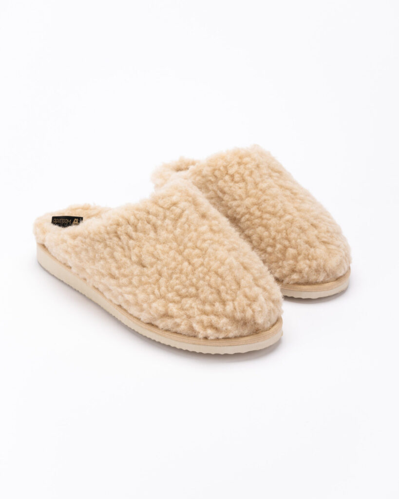Merino-Woll-Hausschuhe Creme CAPPUCCINO, WoolLando