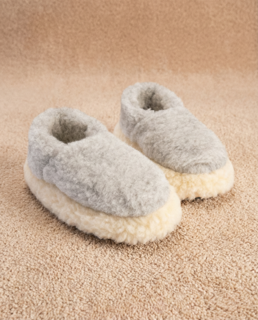 Merino-Woll-Knöchelstiefel-Hausschuhe PELENĖ, WoolLando