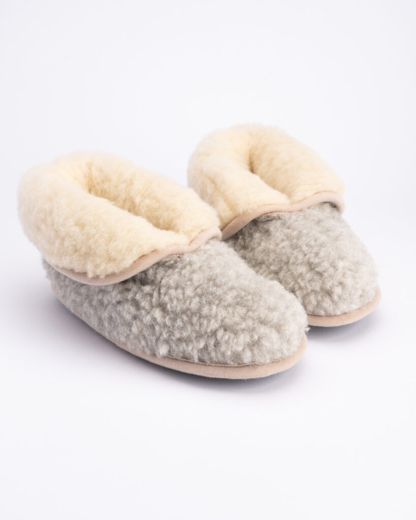 Merino-Woll-Stiefel-Hausschuhe GREY, WoolLando