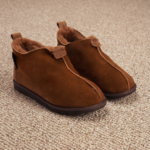 Herren braune natürliche Pelz-Wildleder-Stiefeletten REXO, WoolLando