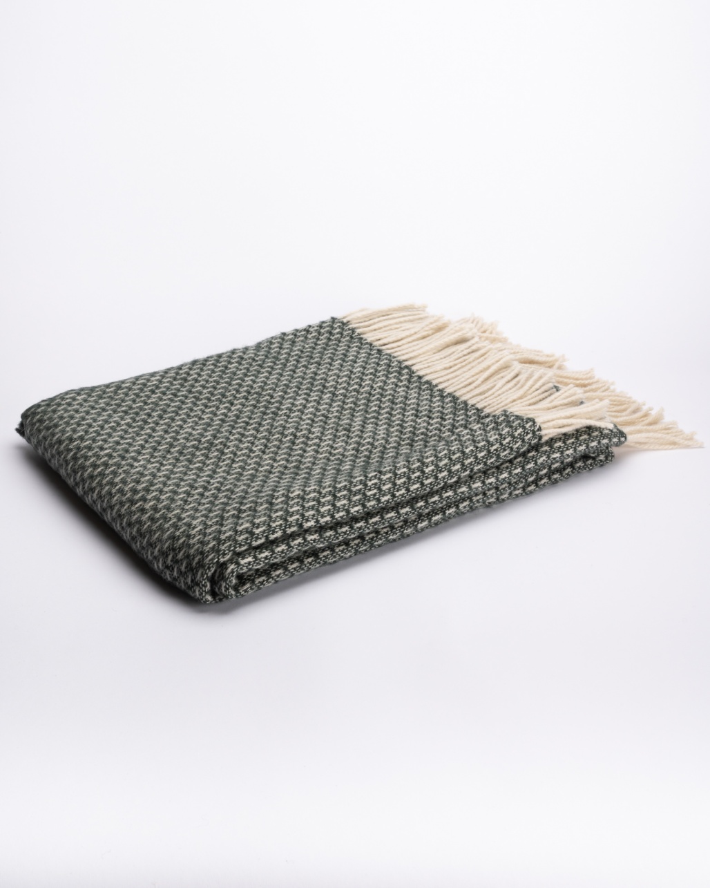 Neuseeland-Schafwoll-Decke PATTERNED GREEN, WoolLando