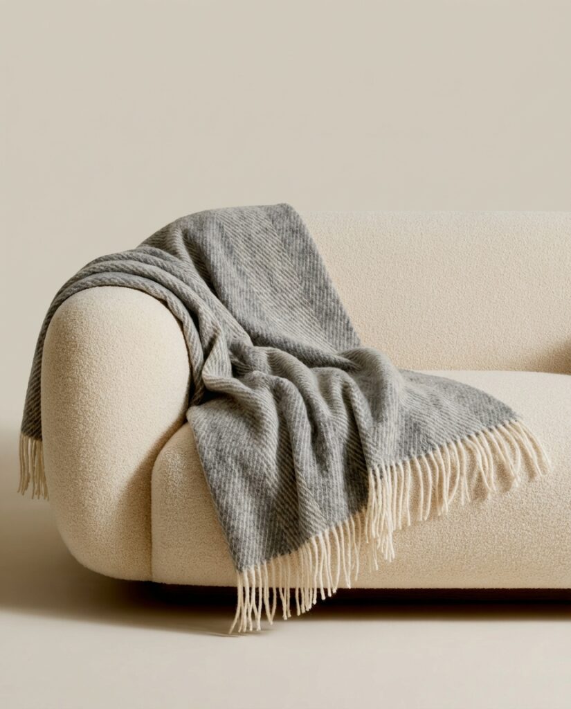 Neuseeland-Schafwoll-Decke STRIPED LIGHT GREY, WoolLando