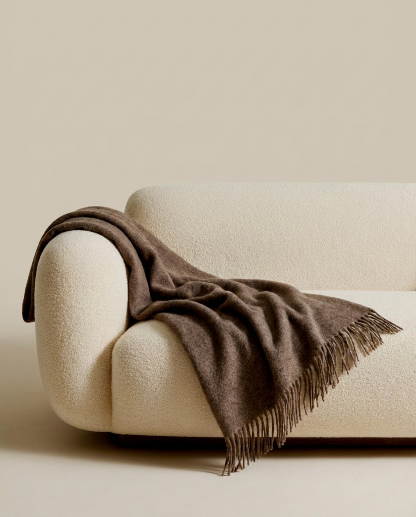 Neuseelandische Schafwolldecke COCOA BROWN, WoolLando