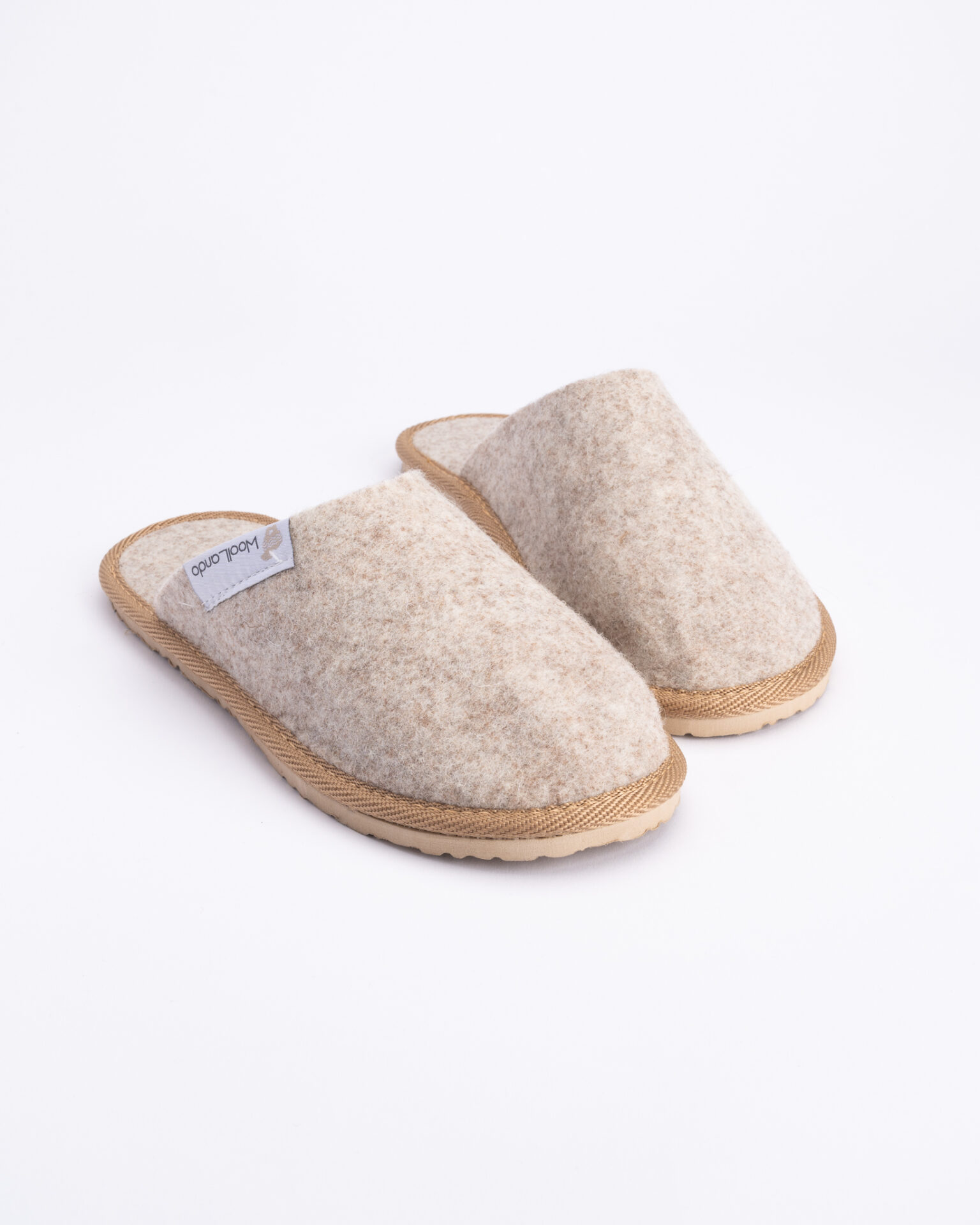 Beige gefilzte Filz-Hausschuhe BEIGE, WoolLando
