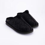 Schwarze gefilzte Filz-Hausschuhe CARBON, WoolLando