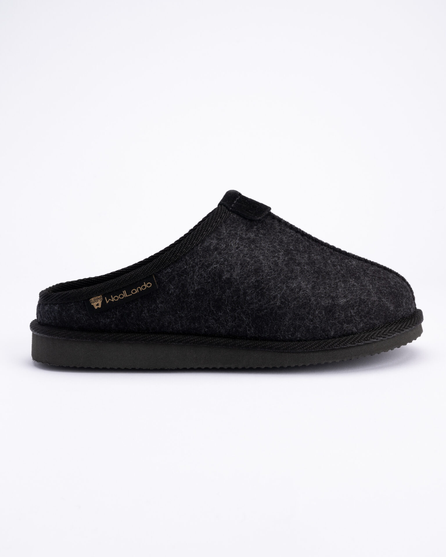 Schwarze gefilzte Filz-Hausschuhe CARBON, WoolLando