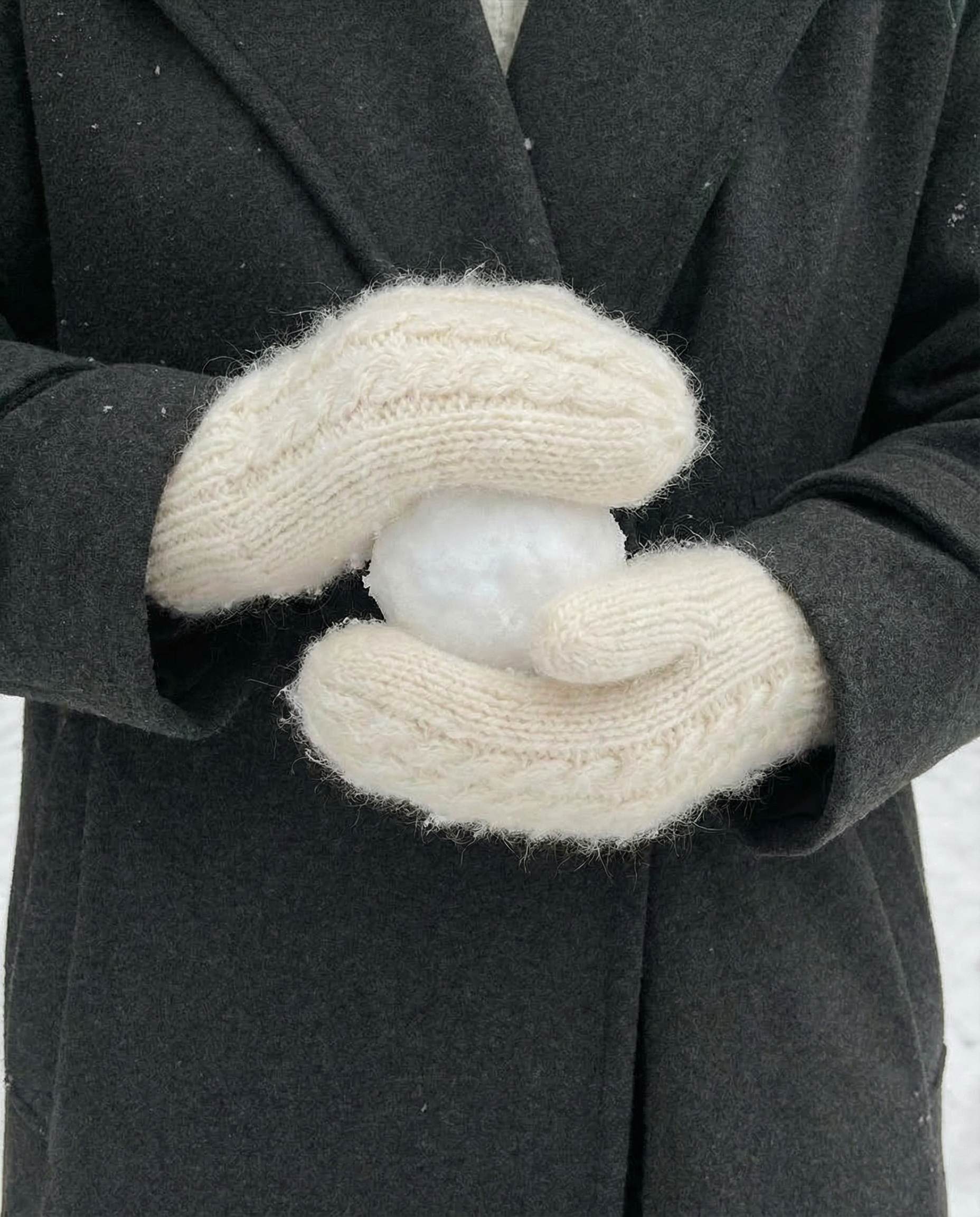 Damen-Angora-Wollfäustlinge weiß PŪKĖ, WoolLando