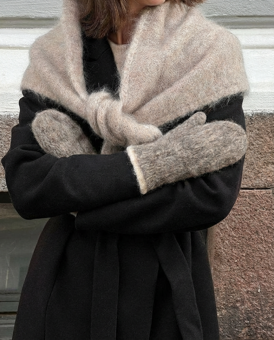 Braune 100% Hundewolle-Fäustlinge, Unisex – WoolLando