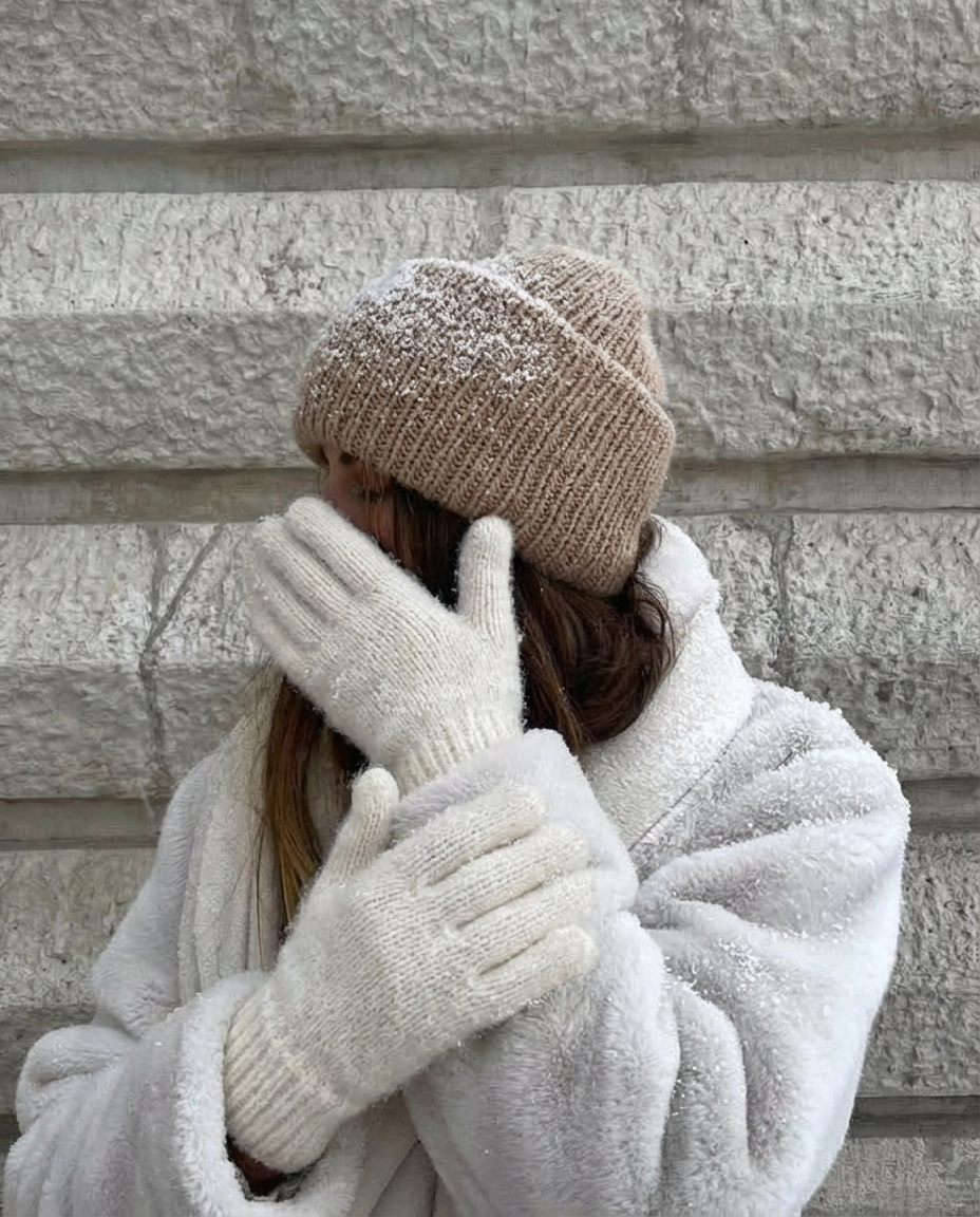 Damen-Angora-Woll-Handschuhe fingerlos weiß AIVA, WoolLando