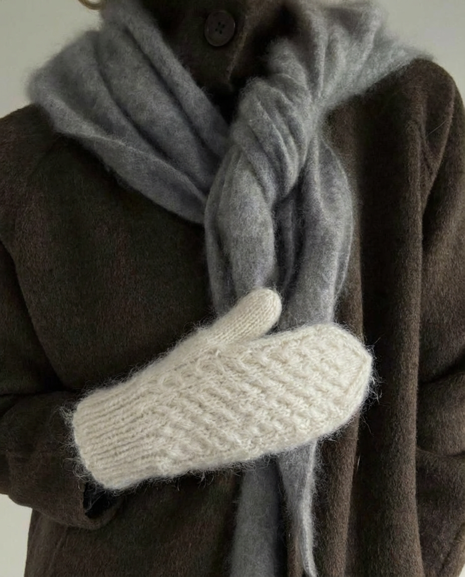 Damen-Angora-Wollfäustlinge weiß ALBA, WoolLando