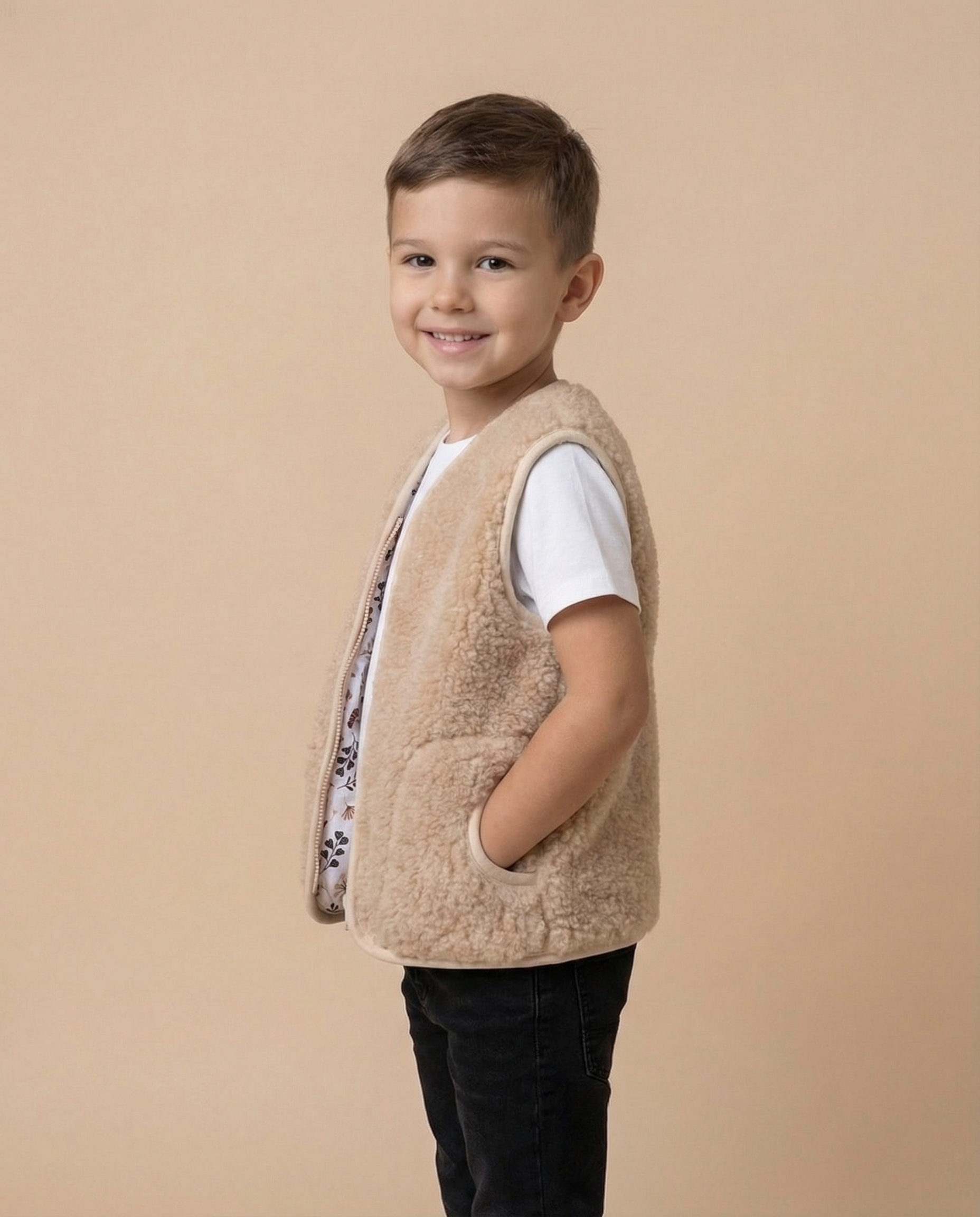Kinderweste Merino Creme VORA, WoolLando