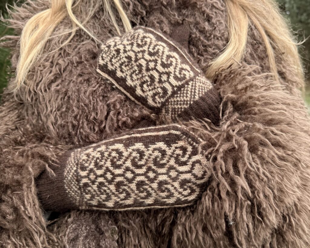 Damen-braune Merinowoll-Fäustlinge FROST, WoolLando