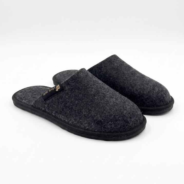 Schwarze Filz-Hausschuhe ANGLIS, WoolLando