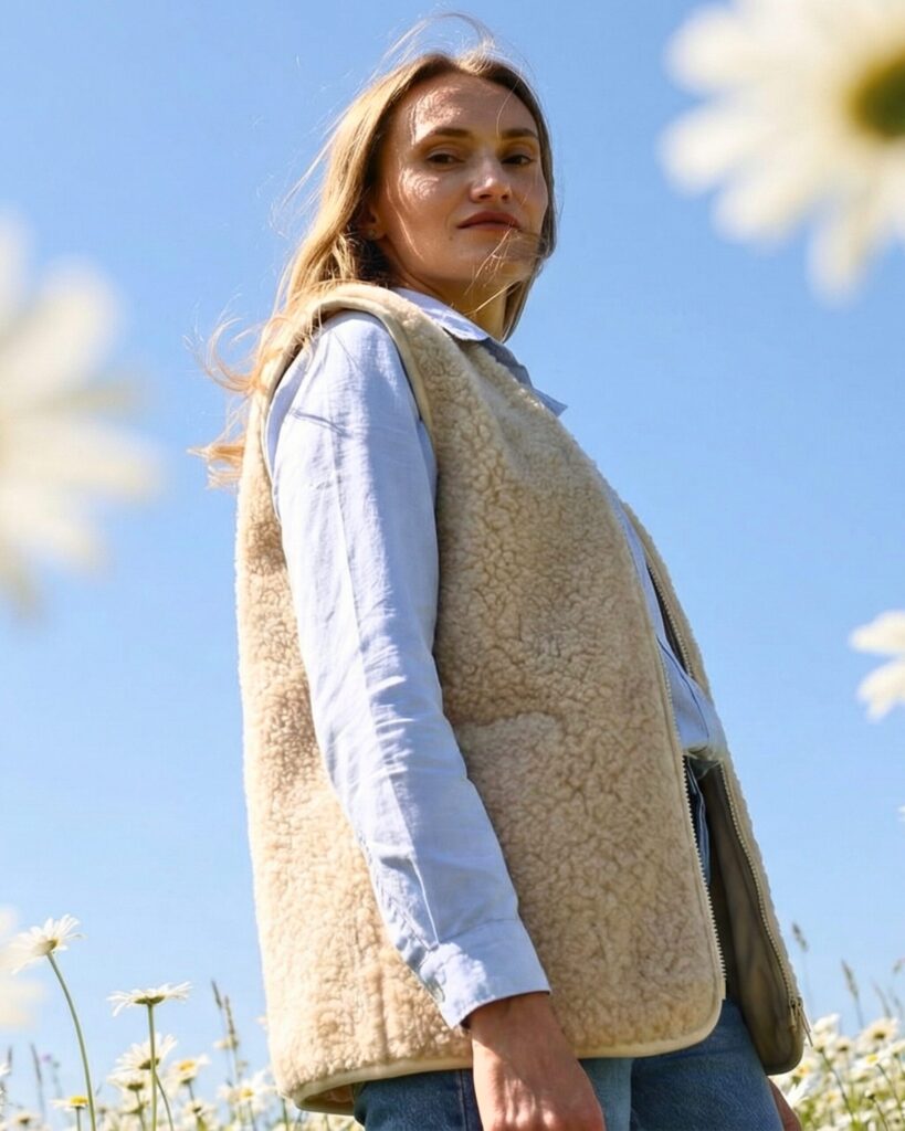 Merino-Wollweste Creme VILĖ 