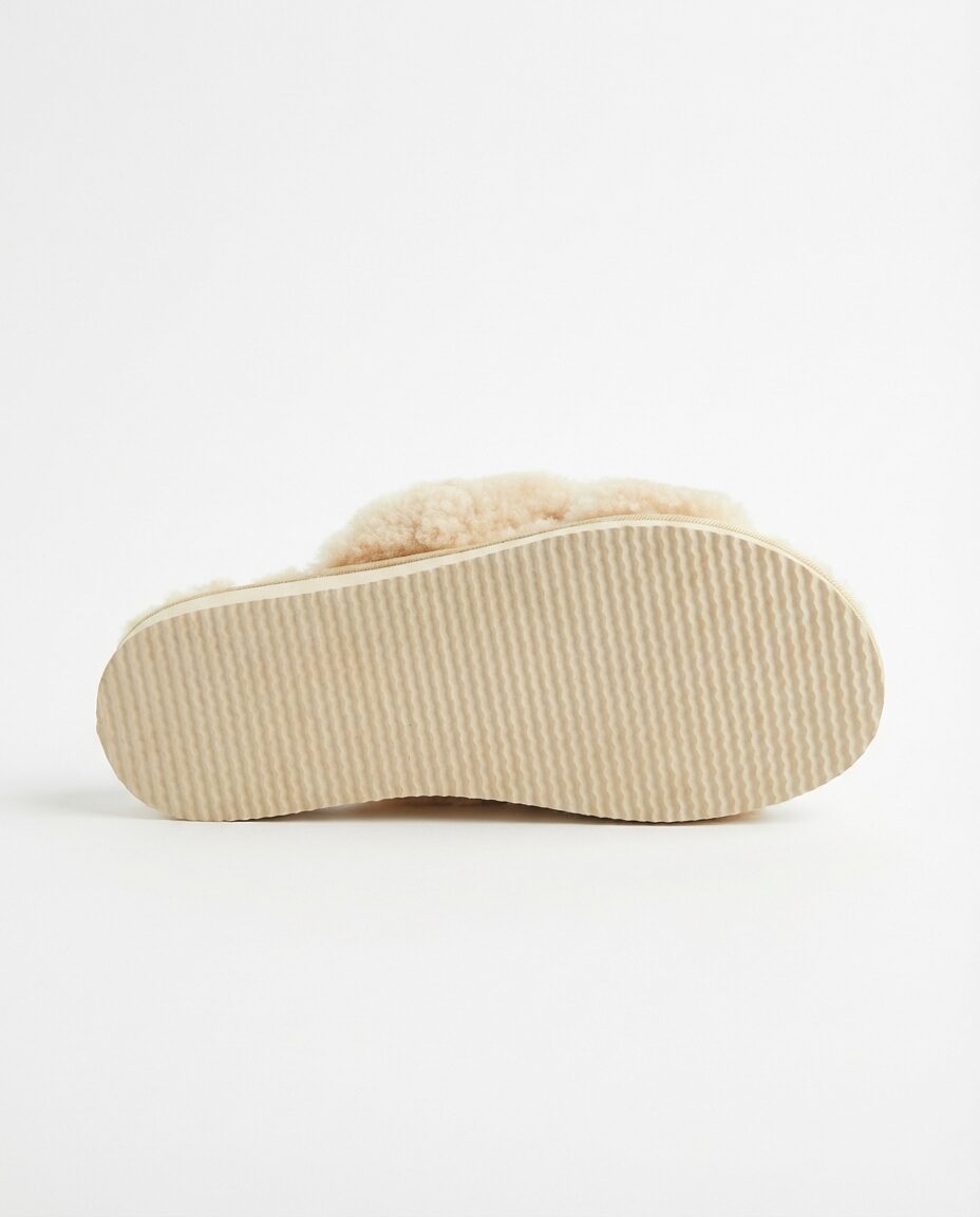 Merino-Woll-Hausschuhe Creme offen KAPA, WoolLando