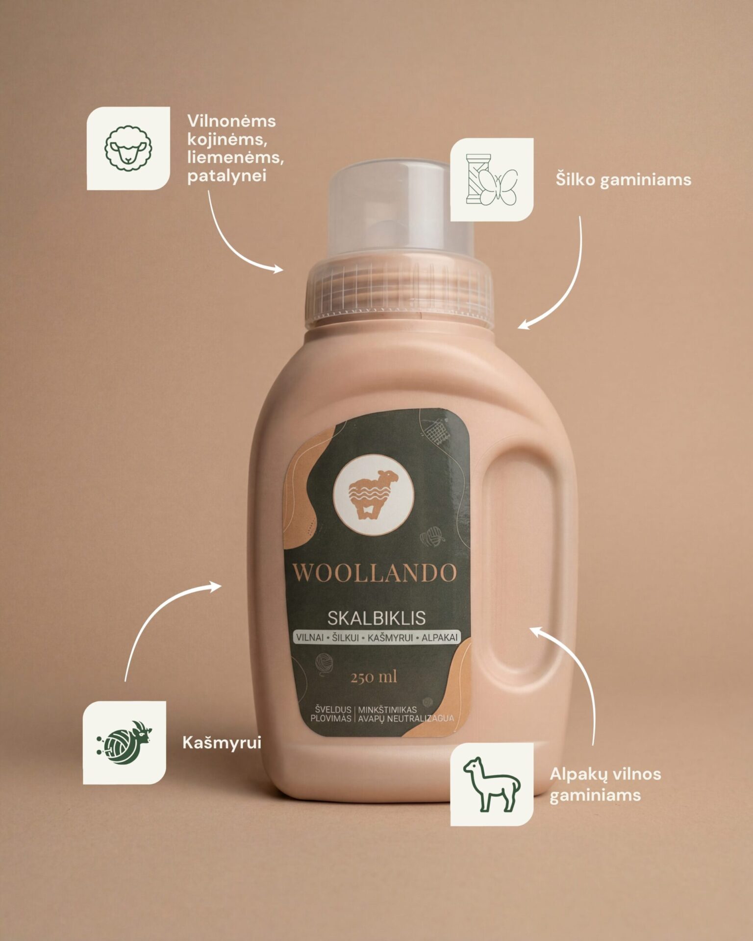 Universalwaschmittel für Wolle, Seide und Kaschmir 250 ml, WoolLando