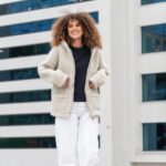 Cremefarbige Lammwolljacke mit Kapuze ZOYA, Zaffiro