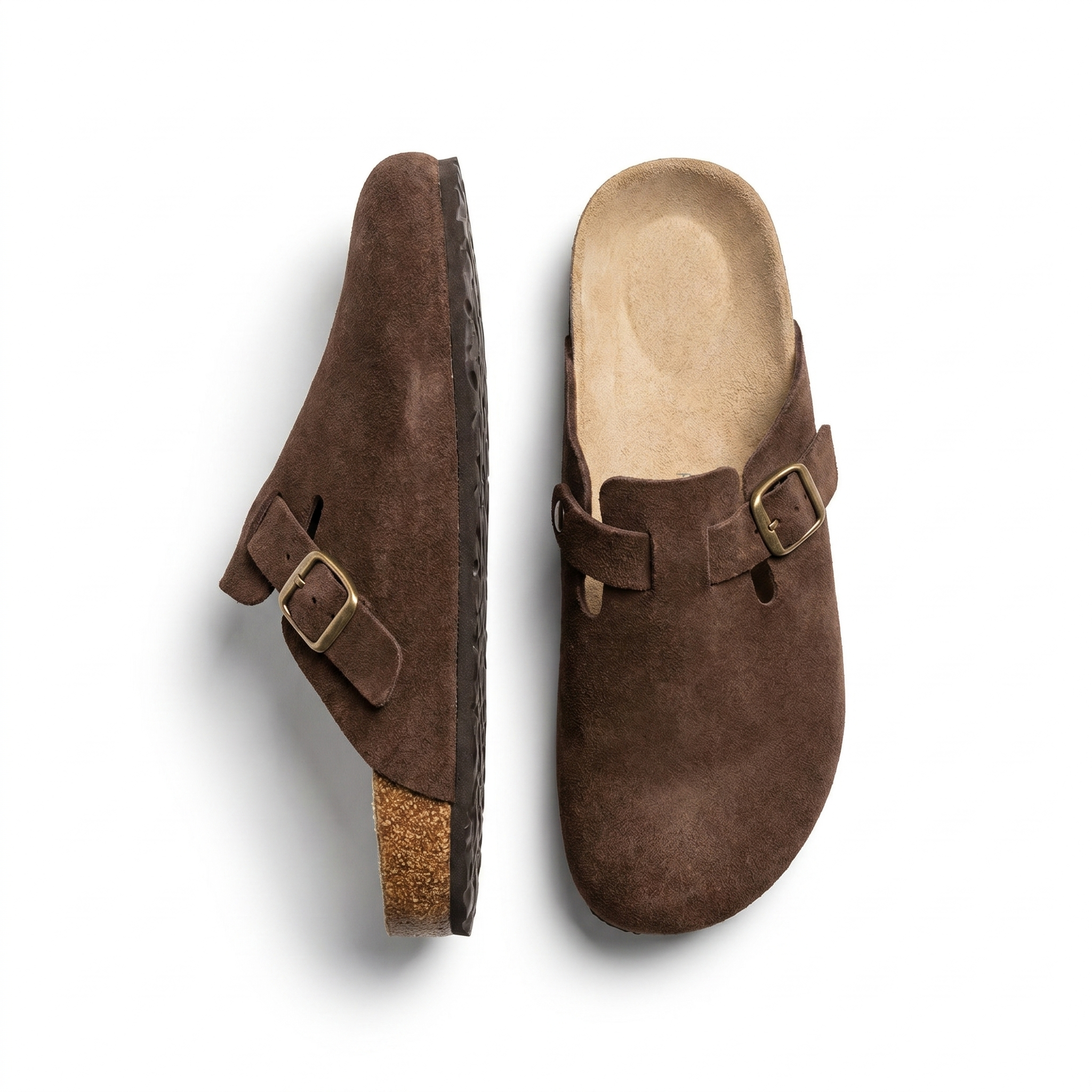 Braune Herren-Hausschuhe / Sandalen aus echtem Leder von, WoolLando