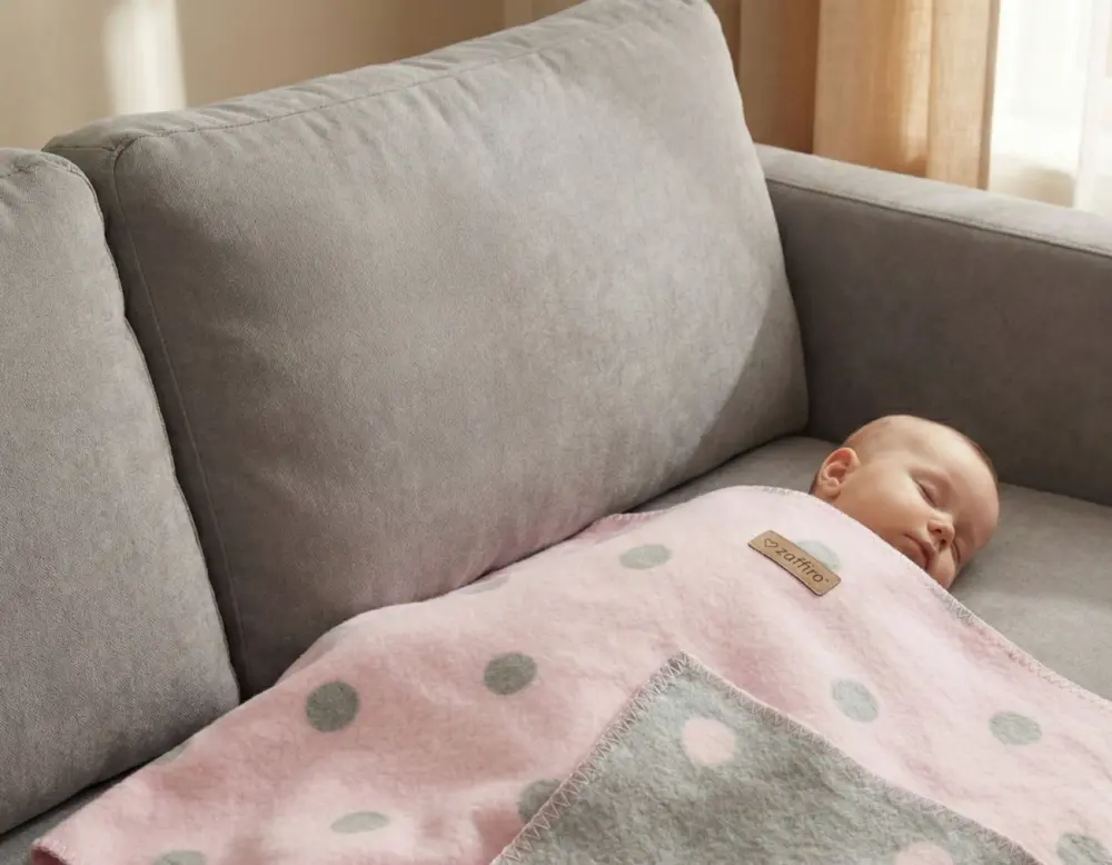 Zartrosa Kinderdecke aus Baumwolle BARI, Zaffiro