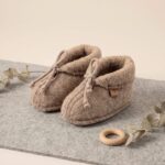 Kinderstiefel aus natürlicher brauner Wolle, Zaffiro