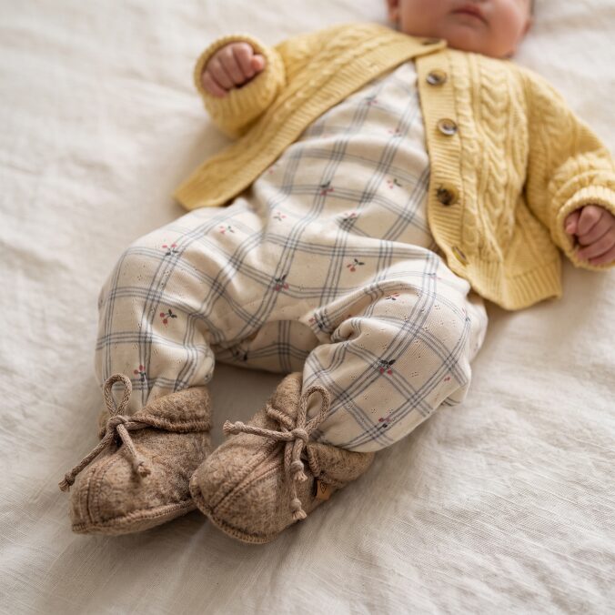 Kinderstiefel aus natürlicher brauner Wolle, Zaffiro