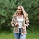 Braune Lammwolljacke mit Kapuze SIERRA, Zaffiro