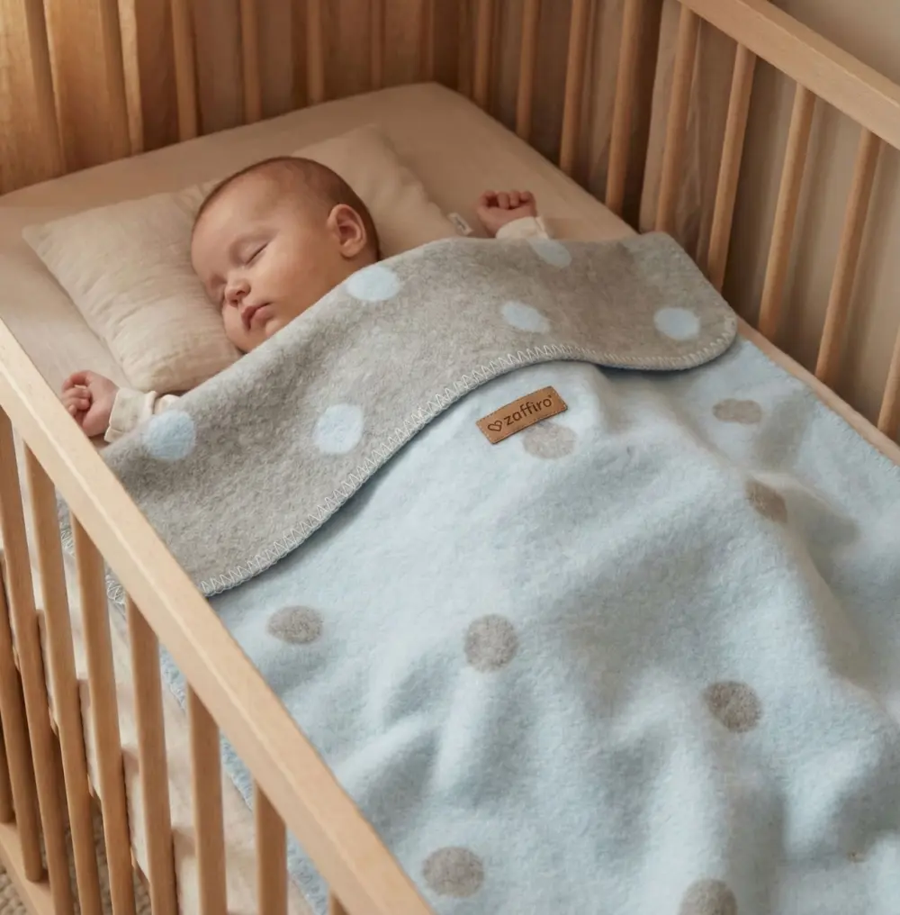 Zartblaue Kinderdecke aus Baumwolle BARI, Zaffiro