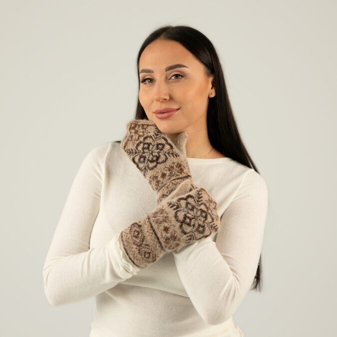 Damen-Fäustlinge aus Merinowolle FROSTY WINTER, WoolLando