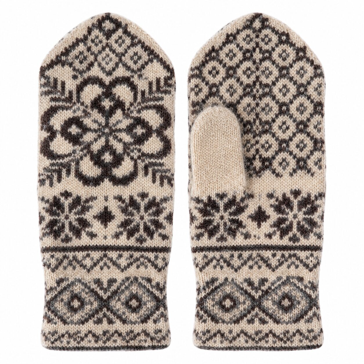 Damen-Fäustlinge aus Merinowolle TRUFFLE, WoolLando