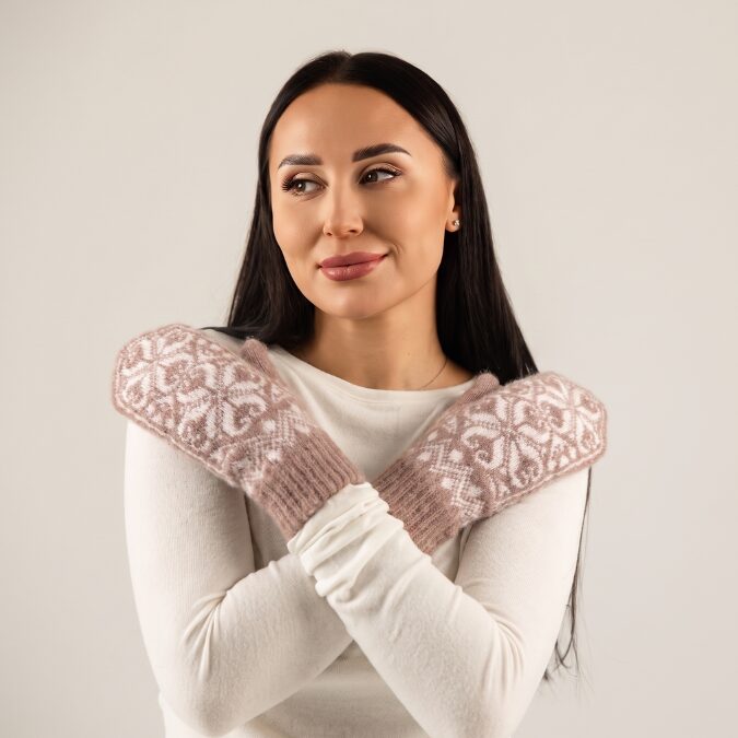 Damen-Fäustlinge aus Merinowolle WHITE WINTER, WoolLando